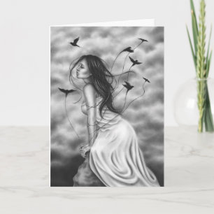 Attachment of the heart flying birds Greeting Card