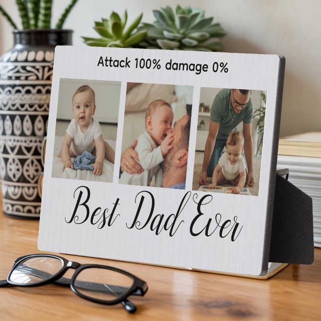 Attack 100% damage 0% /Custom Funny Best Dad Ever  Plaque (Creator Uploaded)