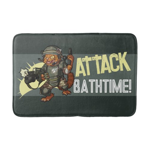 Attack Bathtime Sci_fi Marine Ginger Cat Cartoon Bath Mat