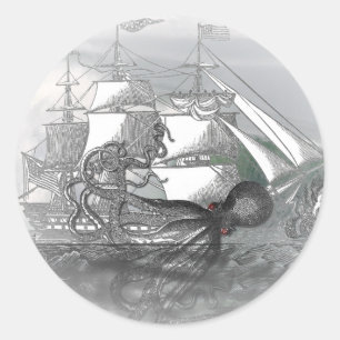 Attack by Giant Octopus Classic Round Sticker