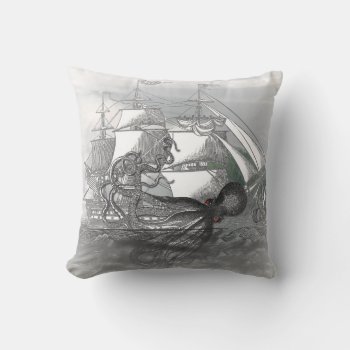 Attack By Giant Octopus Throw Pillow by BluePress at Zazzle
