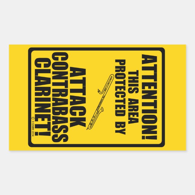 Attack Contrabass Clarinet Rectangular Sticker (Front)
