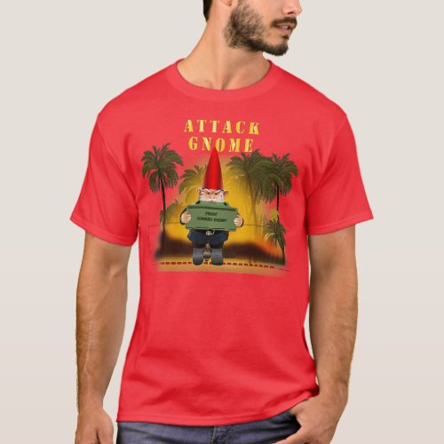 Attack Gnome w Claymore Grenade w Fire w Jungle X T_Shirt