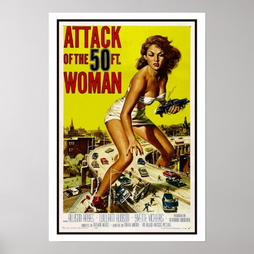 Attack of the 50 Foot Woman Vintage BMovie Poster