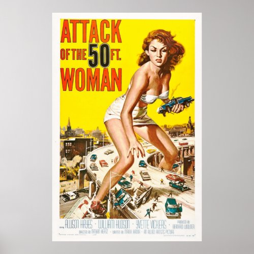 Attack Of The 50ft Woman 1958 Art Retro Movie Poster