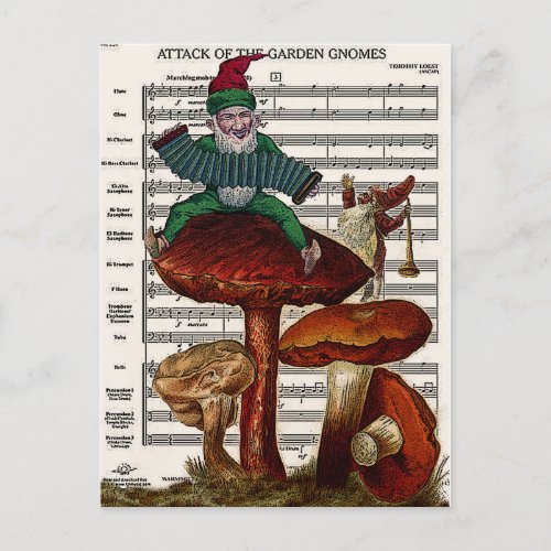 Attack of the Garden Gnomes Postcard