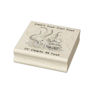 Attack of the Kracken Pirate Sailing Ship Rubber Stamp