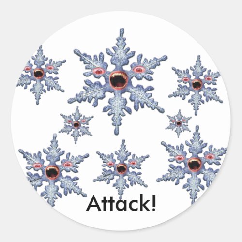 Attack of the Snowflake Zombies Classic Round Sticker