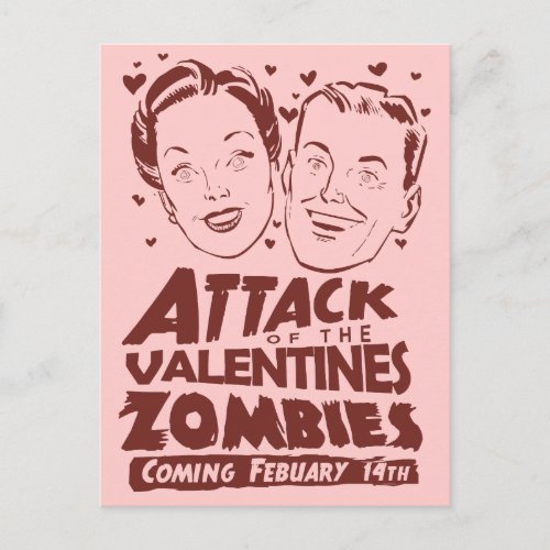 Attack of the Valentines Zombies Holiday Postcard