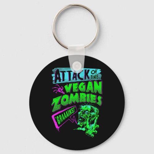 Attack of the Vegan Zombies Vegetarian Halloween C Keychain