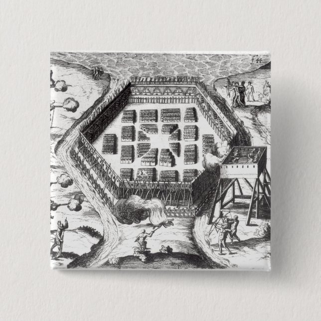 Attack on an Iroquois village Button (Front)