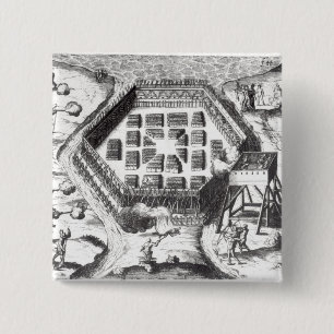 Attack on an Iroquois village Button