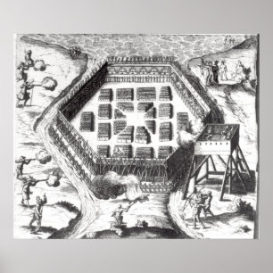 Attack on an Iroquois village Poster