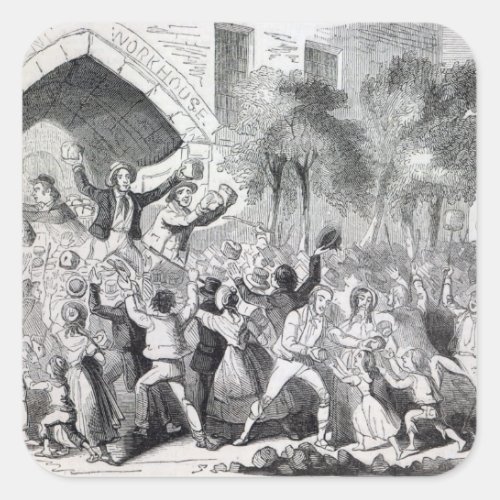 Attack on the Workhouse at Stockport in 1842 Square Sticker