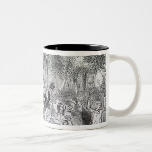 Attack on the Workhouse at Stockport in 1842 Two-Tone Coffee Mug