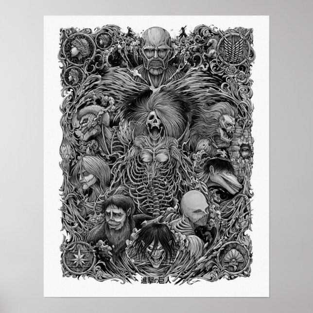 attack on titan the 9 titans poster (Front)