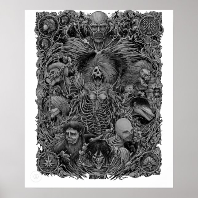 Attack On Titan Titans  Anime Design Poster (Front)
