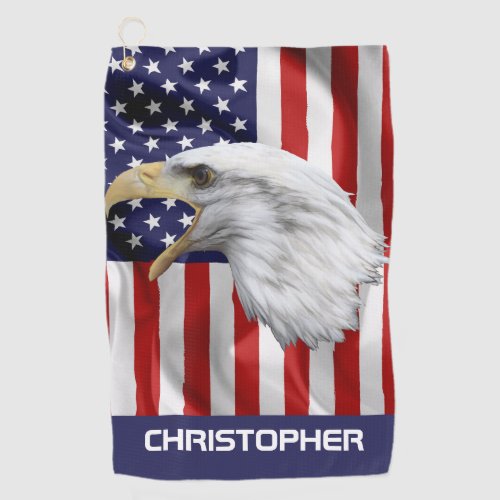 Attacking Eagle The American Flag Patriotic Golf Towel