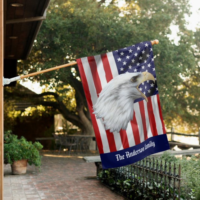 Attacking Eagle, The American Flag, Patriotic House Flag (In SItu)
