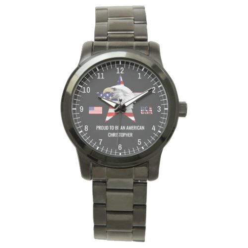 Attacking Eagle The American Flag Patriotic Watch