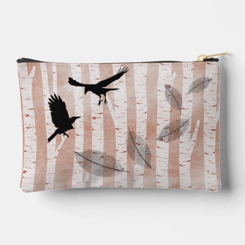 Attempted Murder of Crows in White Birch Forest Accessory Pouch