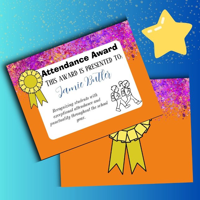Attendance awards high school certificate (attendance award)