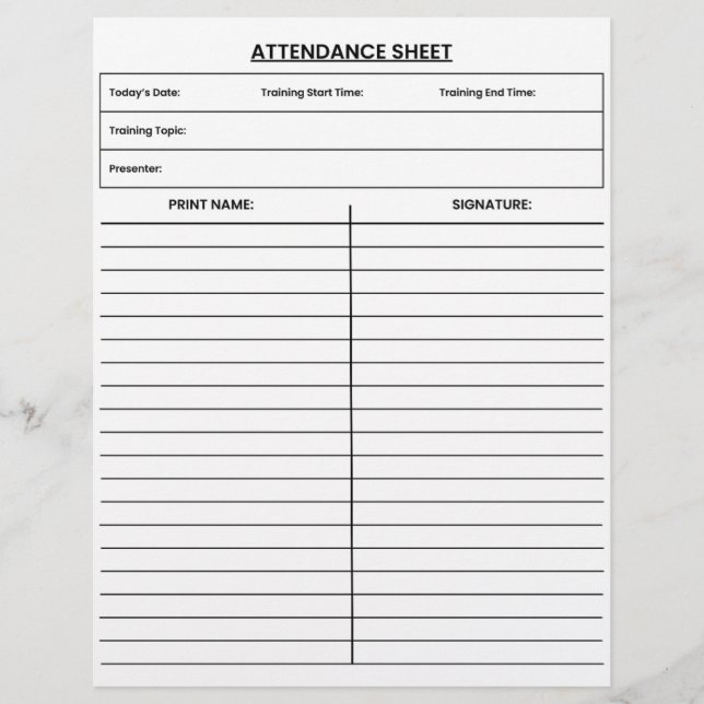 Attendance Sign Letterhead (Front)