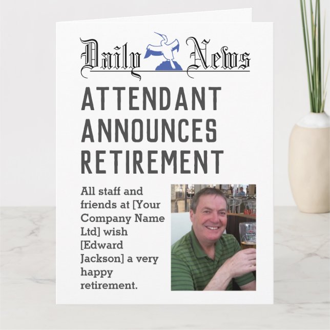 Attendant Retirement Card to Personalise (Front)