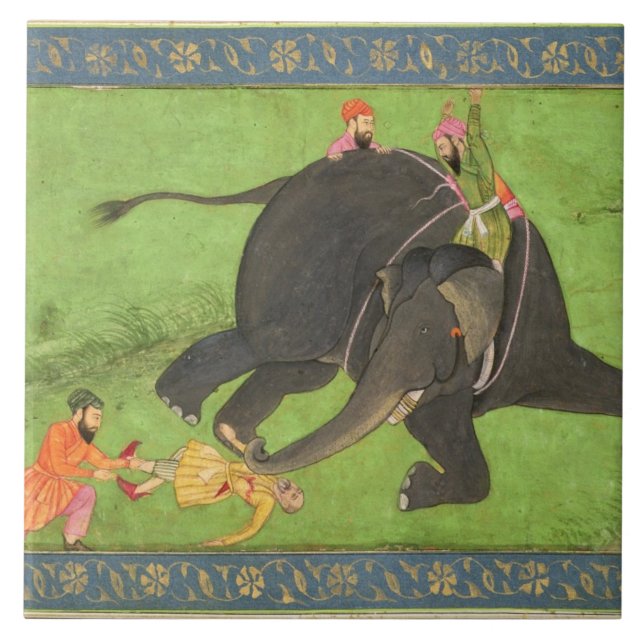 Attendants rescue a fallen man from an enraged ele tile (Front)