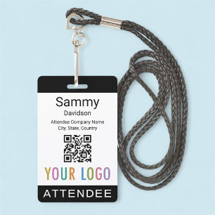 Attendee Event Badge Conference QR Code Logo Black