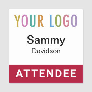 Attendee Name Badge Event Logo Dark Red Square 2x2
