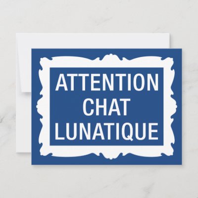 Attention Chat Lunatique Funny Crazy Cat Sign