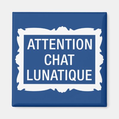 Attention Chat Lunatique Funny Crazy Cat Sign