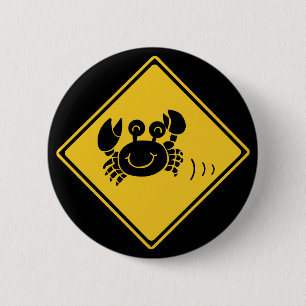 Attention Crabs (1), Traffic Sign, Japan Pinback Button