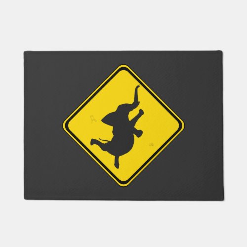 Attention Dancing Elephant Crossing Doormat