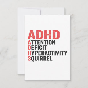 Attention Deficit Hyperactivity Squirrel ADHD Gift Thank You Card