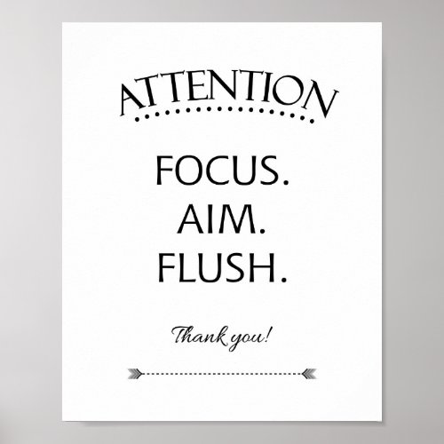 Attention Focus Aim Flush Kids Bathroom Sign