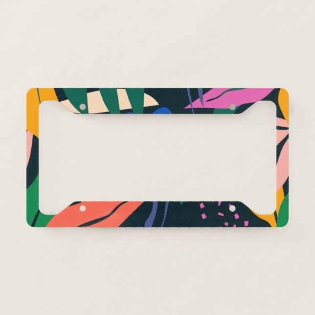 Attention Getter tropical pattern License Plate Frame (Front)