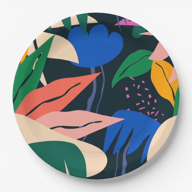 Attention Getter tropical pattern Paper Plates (Front)