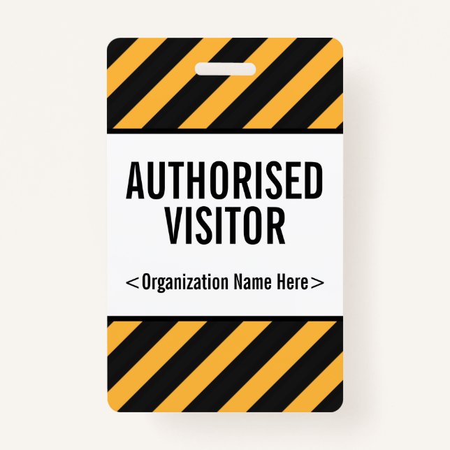 Attention-Grabbing "AUTHORISED VISITOR" Badge (Front)