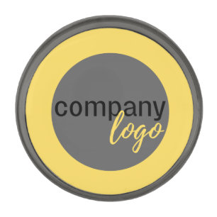 ATTENTION GRABBING YELLOW BUSINESS COMPANY LOGO GUNMETAL FINISH LAPEL PIN