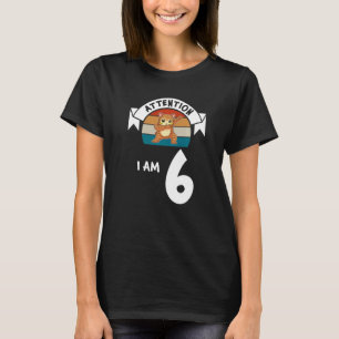 Attention I am 6 cat 6th Birthday Boy Birthday T-Shirt