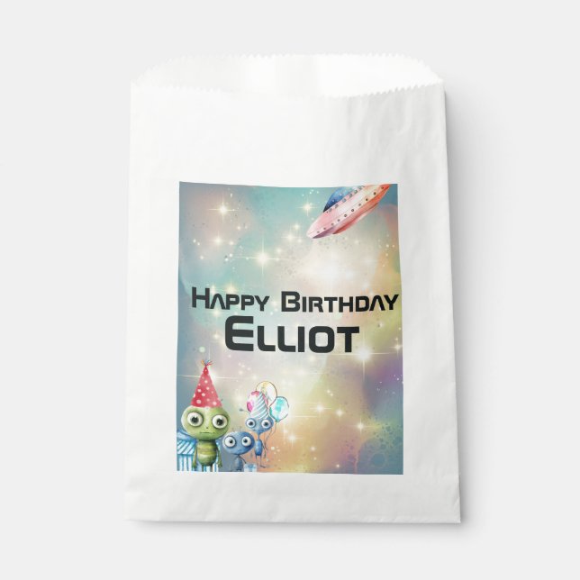 Attention Intergalactic Birthday   Favor Bag (Front)