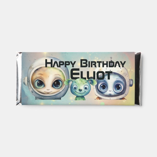 Attention Intergalactic Birthday   Hershey Bar Favors (Front)