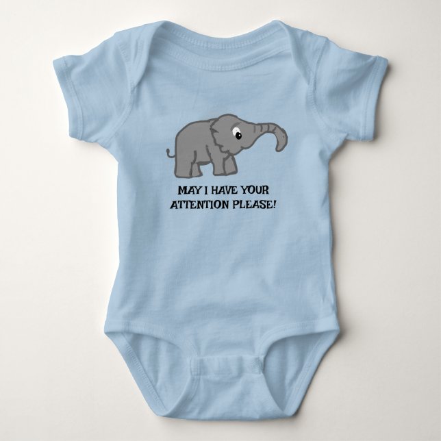Attention Seeking Elephant Baby Bodysuit (Front)