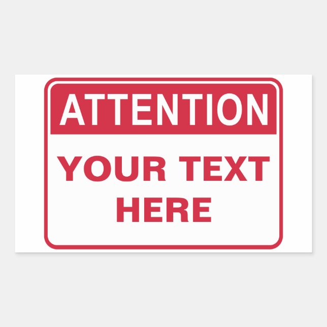Attention Sign, template Rectangular Sticker (Front)