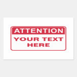 Attention Sign, template Rectangular Sticker