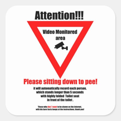 Attention sitting down to pee Sticker