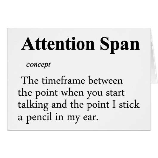 Attention Span Definition Cards (Front Horizontal)