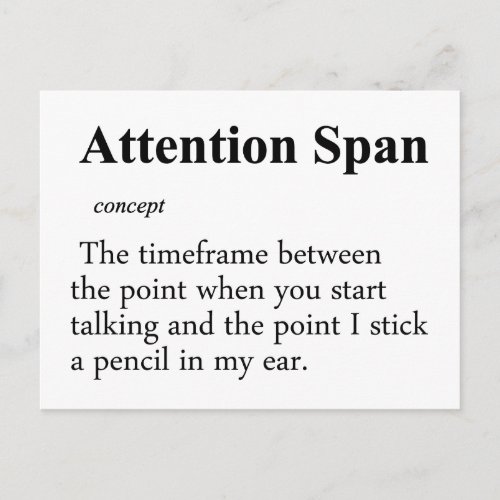 Attention Span Definition Postcard